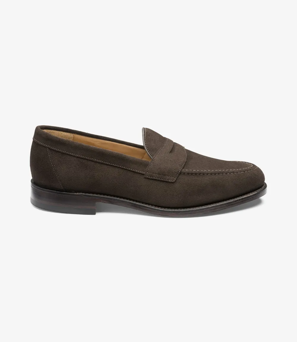 LOAKE Imperial Classic Penny Loafer - Dark Brown Suede