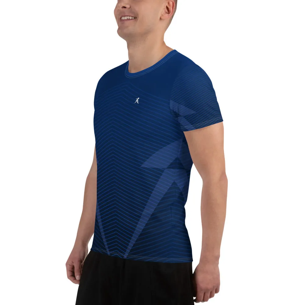 Men's Blue Patterned Athletic T-shirt