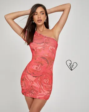 Minaka Bodycon Dress in Rose Petal Red