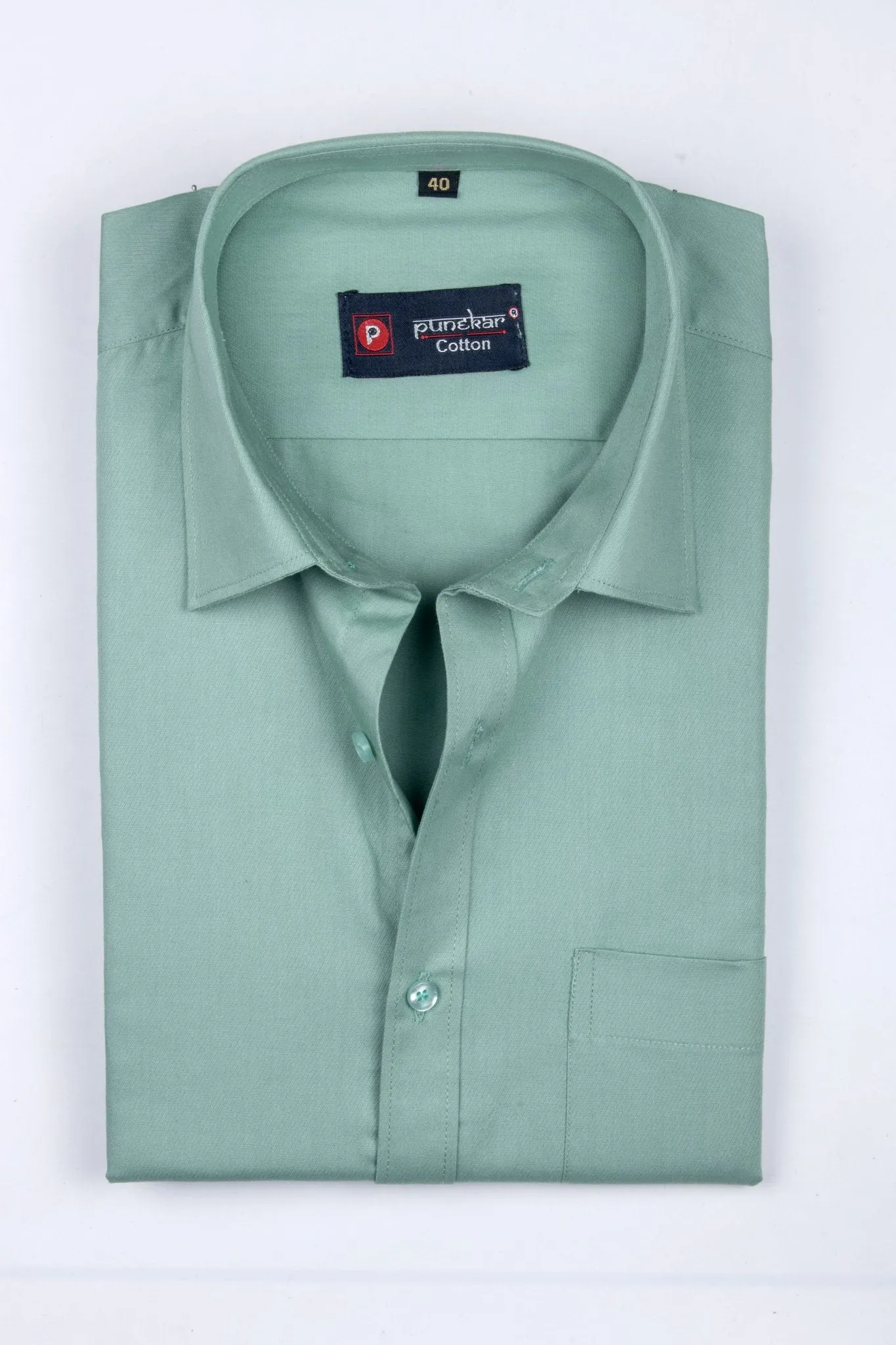 Mint Color Satin Mecerised Cotton Shirt For Men