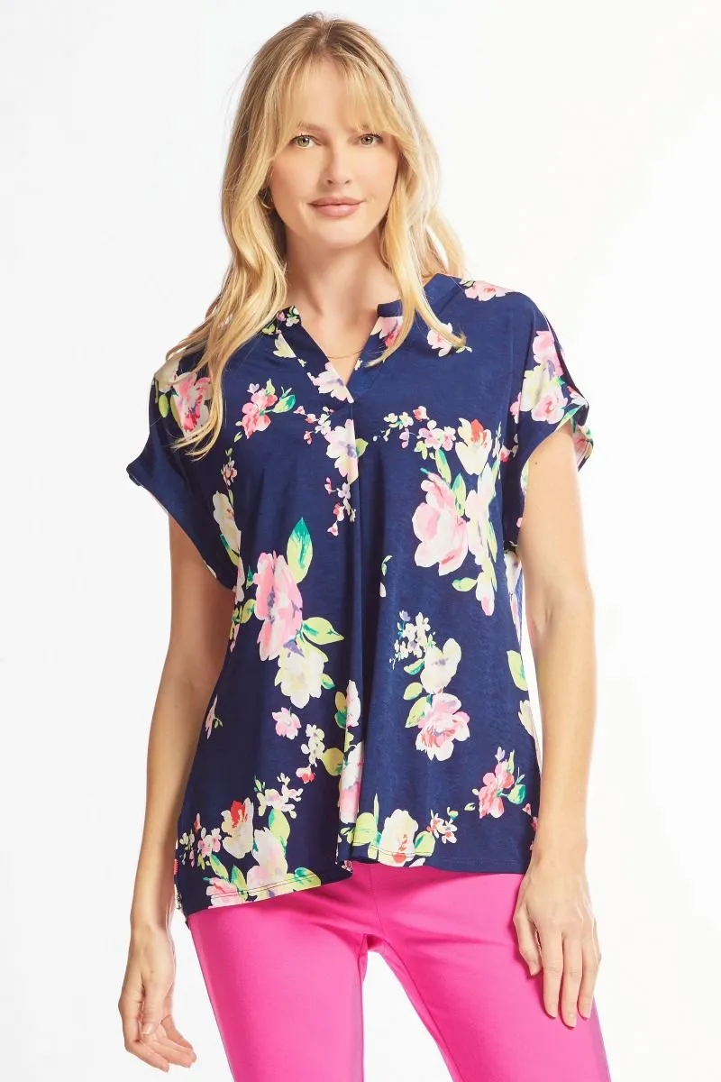 Navy Floral Lizzy Top