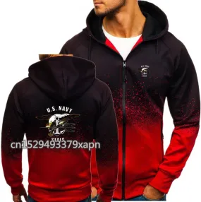 Navy seals Autumn Men Hoodies Zipper Gradient Sweatshirt