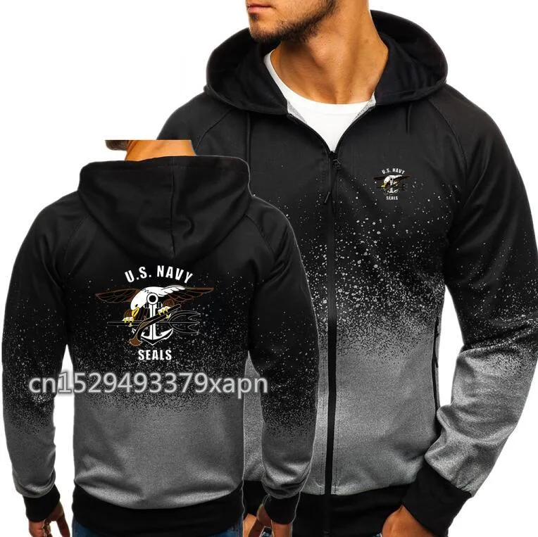 Navy seals Autumn Men Hoodies Zipper Gradient Sweatshirt