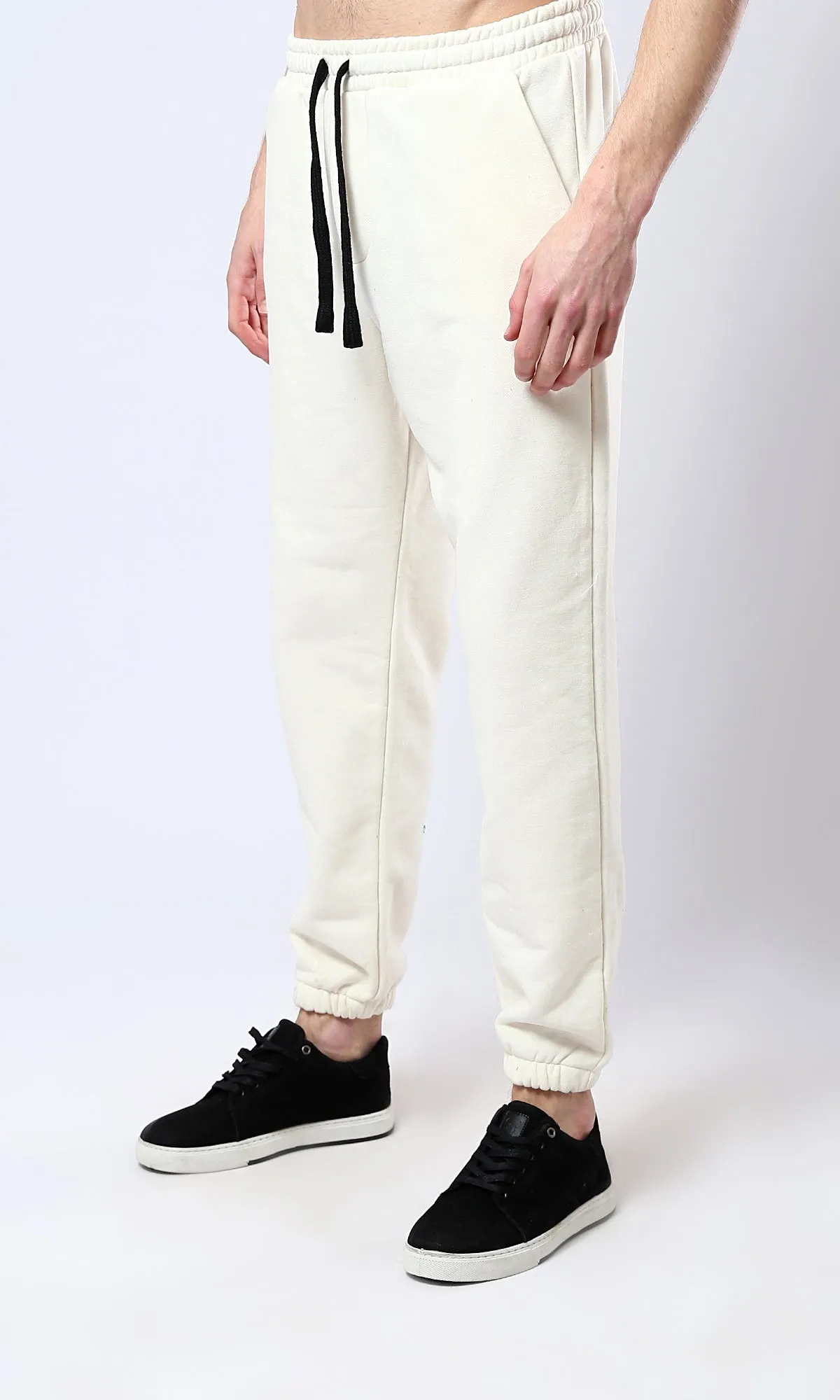 O178903 Slip On Beige Casual Jogger Pants