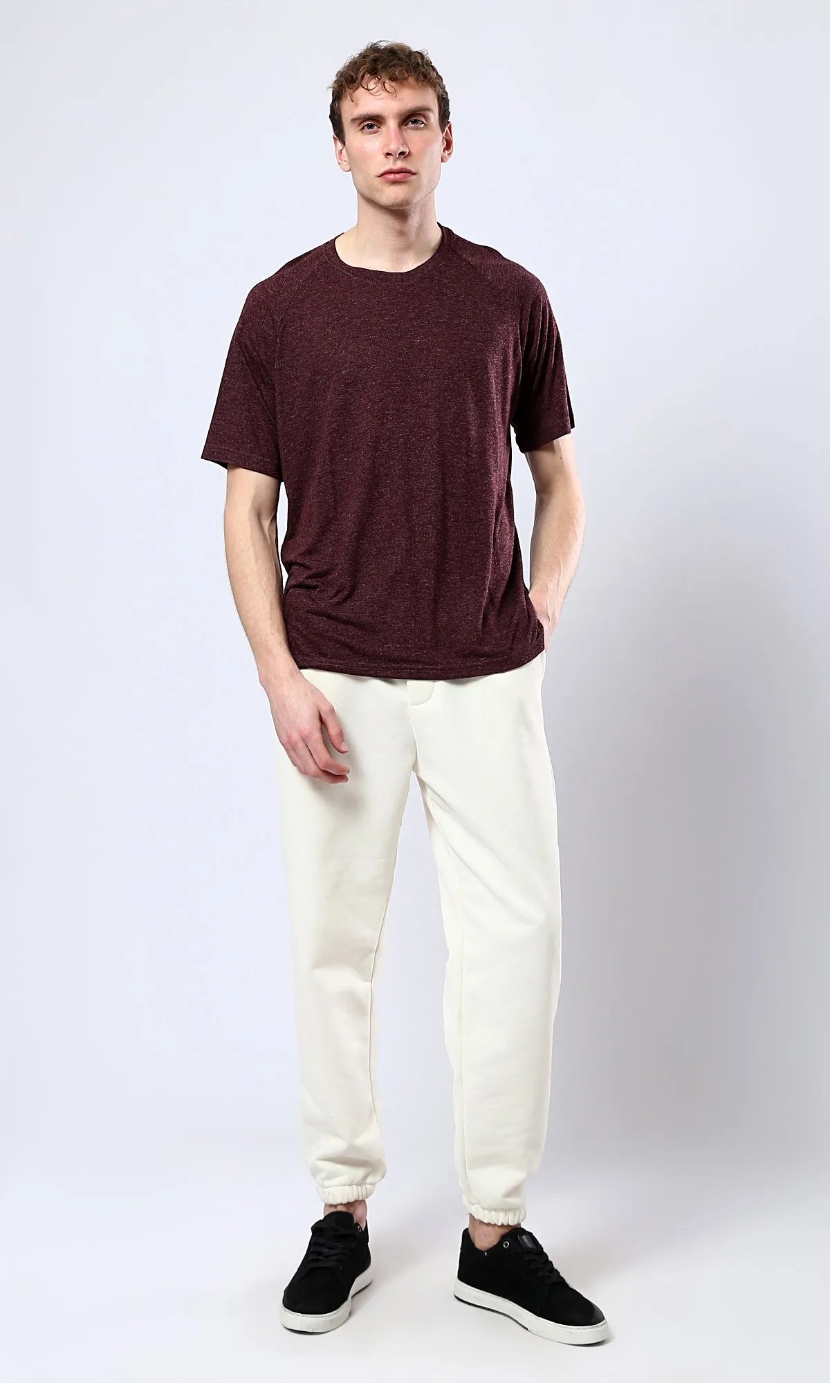 O178903 Slip On Beige Casual Jogger Pants