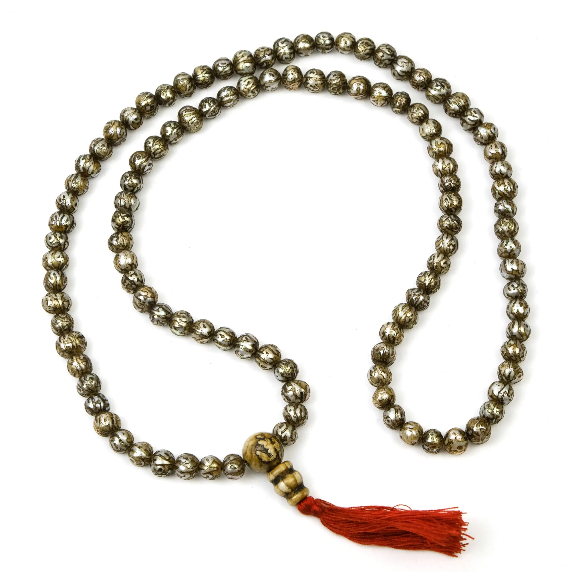 Om Mantra Fresh Water Pearl Mala 7-8mm