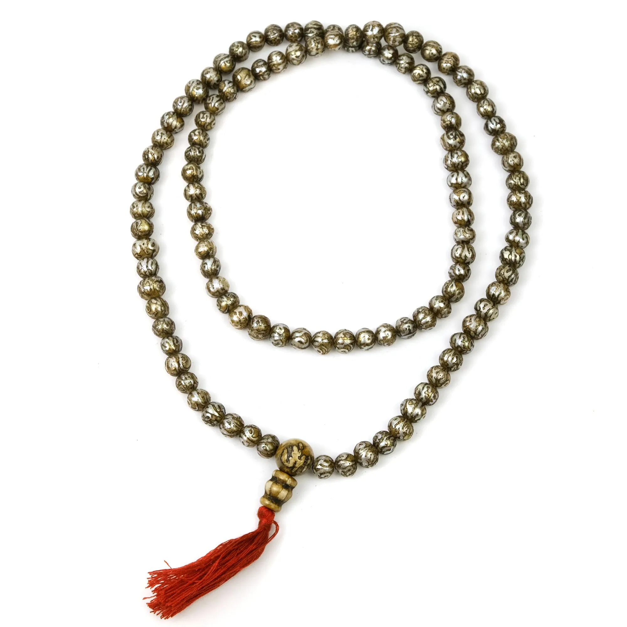 Om Mantra Fresh Water Pearl Mala 7-8mm