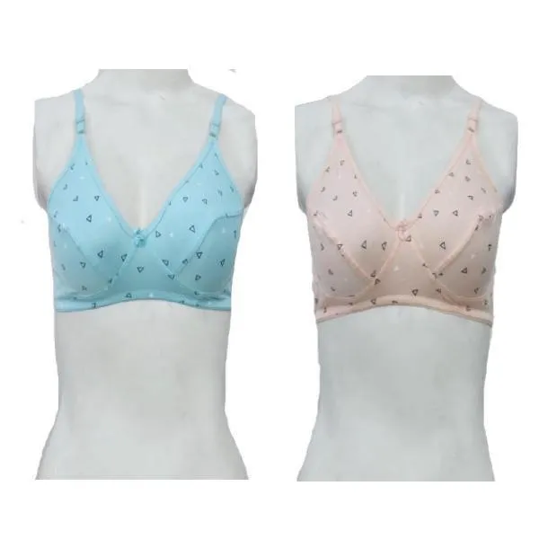 Pack Of 2 Printed Stretchable High Quality Cotton Bra For Women