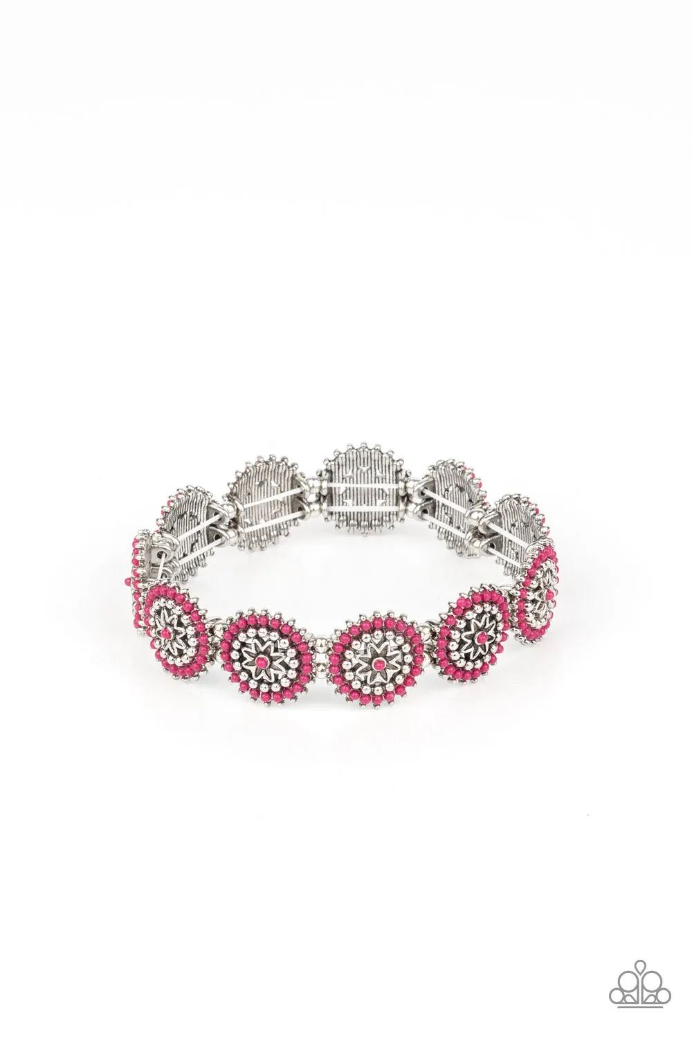 Paparazzi Bracelet ~ Bohemian Flowerbed - Pink