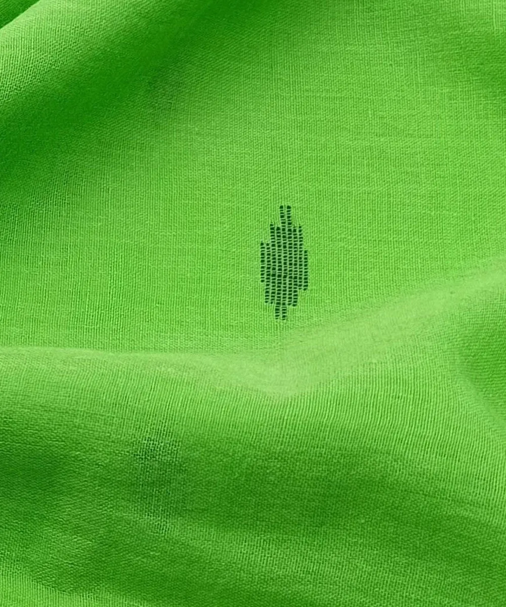 Parrot green buti handwoven cotton jamdani fabric