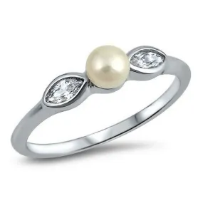 Pearl Floral Sterling Silver Ring