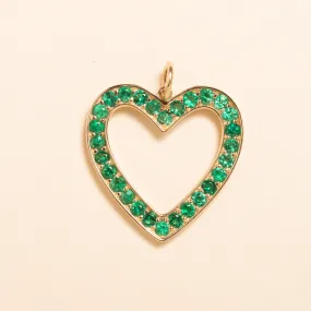 Petite Gold Heart with Emeralds Pendant