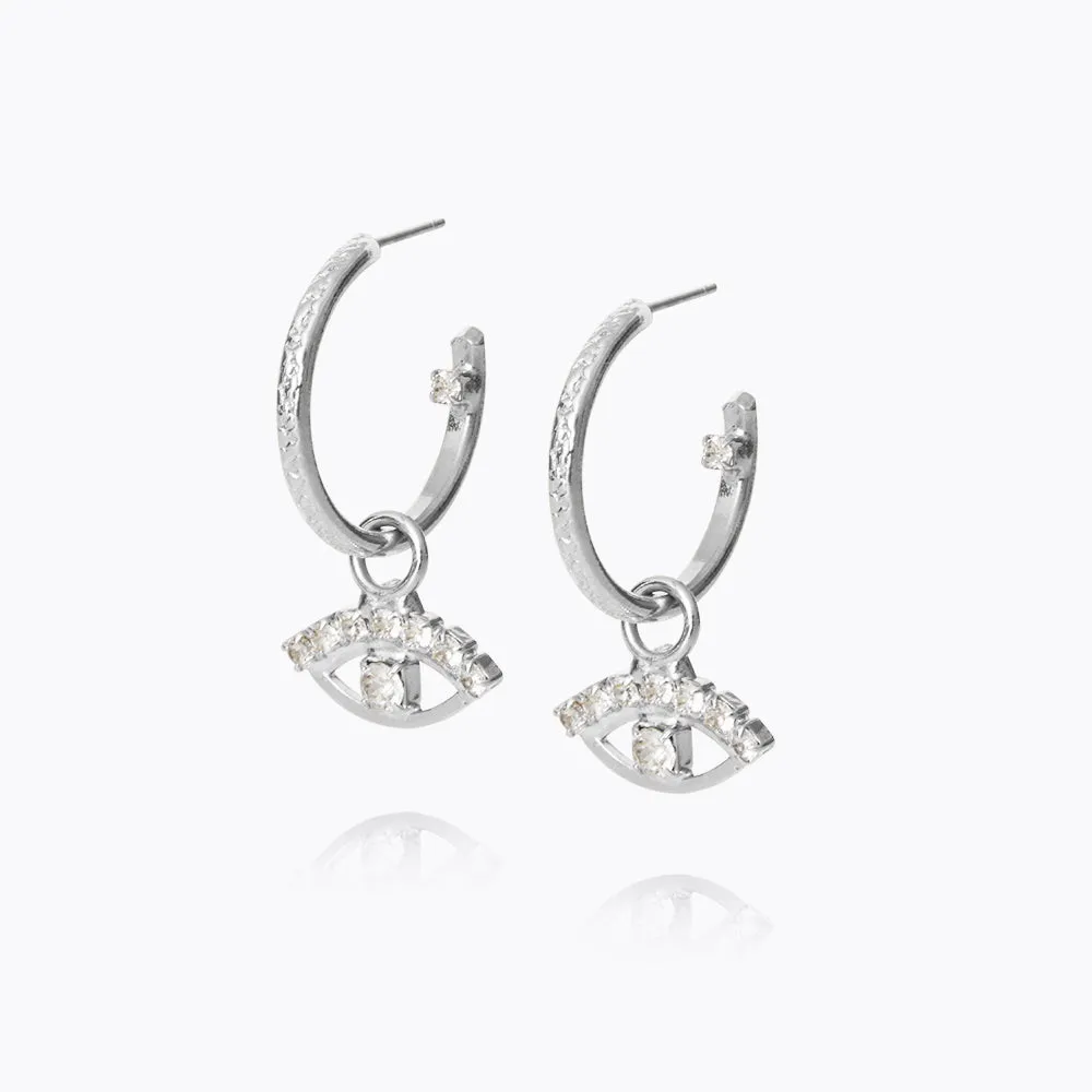 Petite Greek Eye Loop Earrings / Crystal