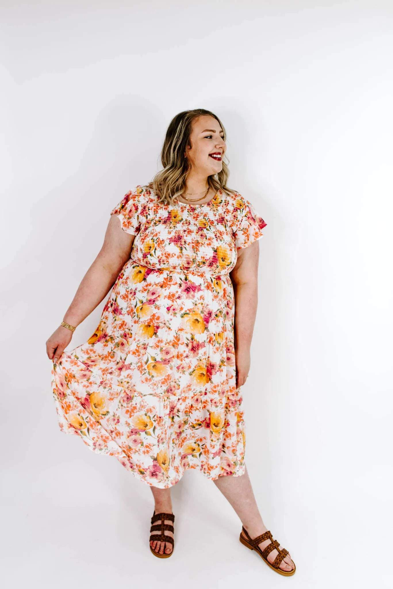 Picking Petals Curvy Floral Midi Dress