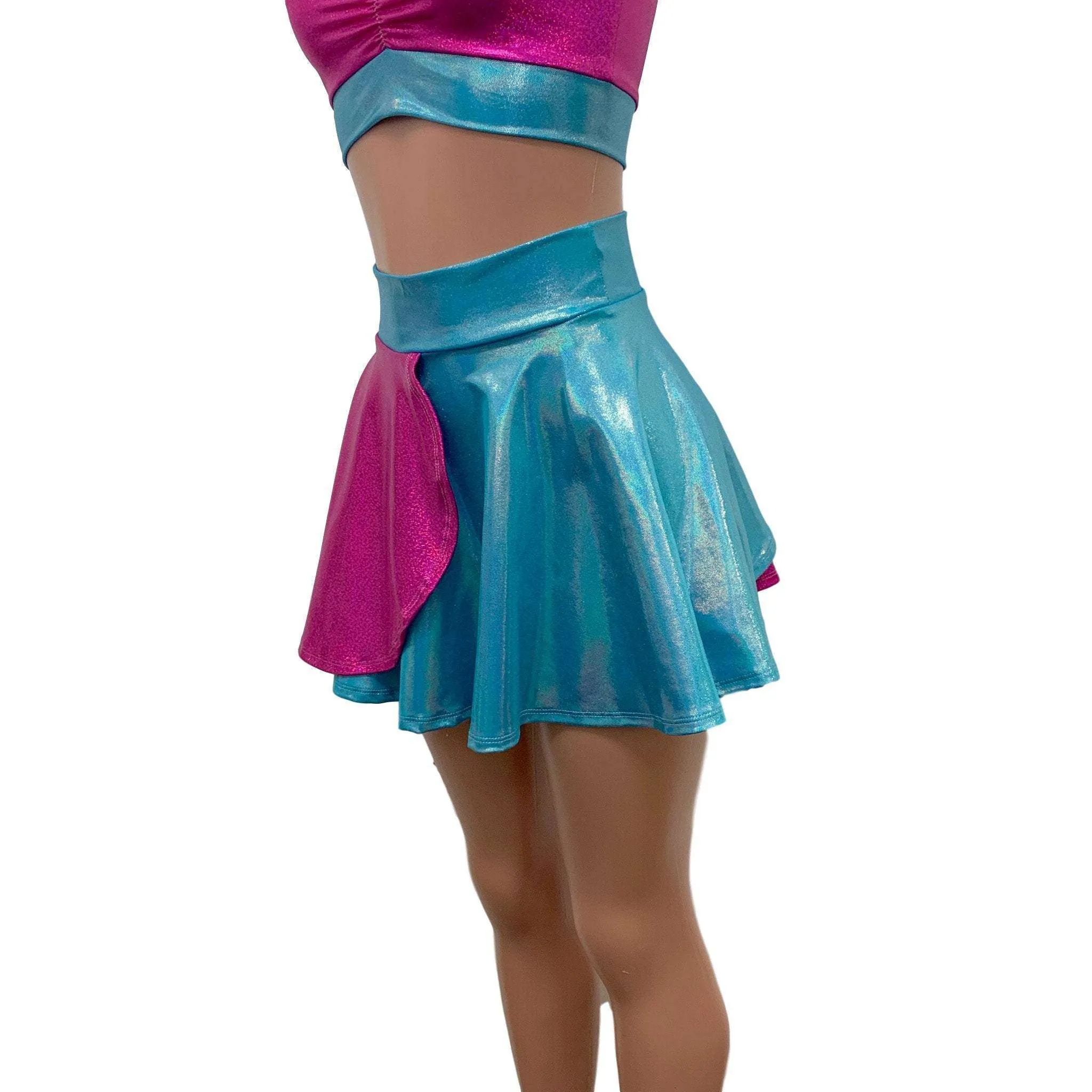 Pink and Blue Sparkle Petal Skater Skirt