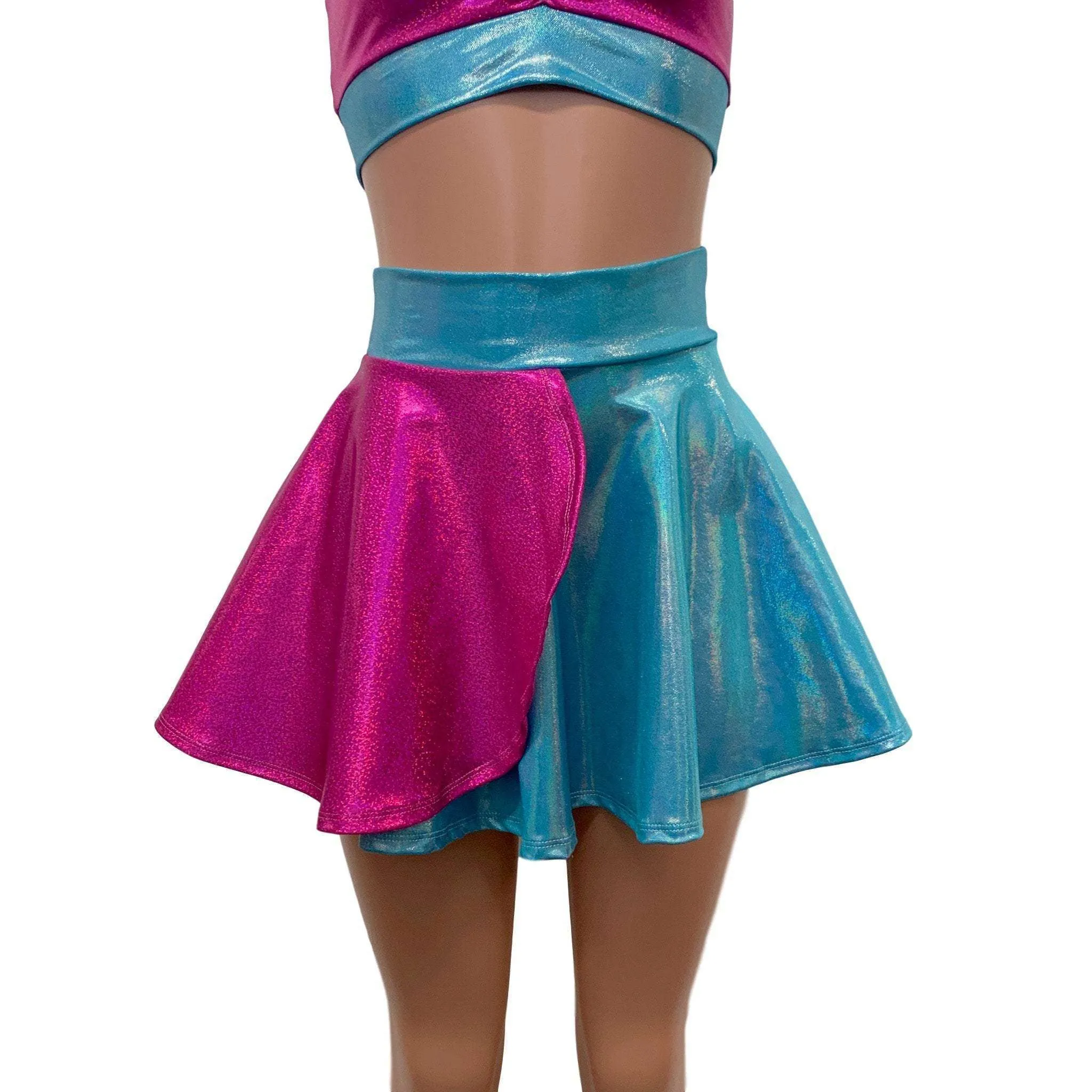 Pink and Blue Sparkle Petal Skater Skirt