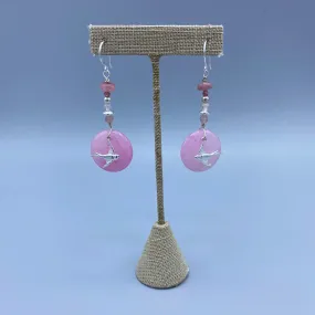 Pink Jade, Pink Tourmaline & Rose Quartz Gemstone Bird Earrings