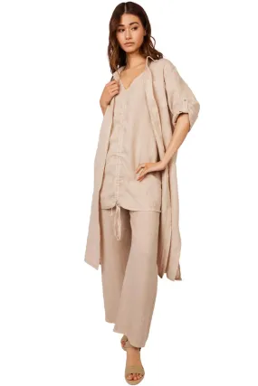 Pistache Maxi Linen Blouse Dress, Flax (N2898)