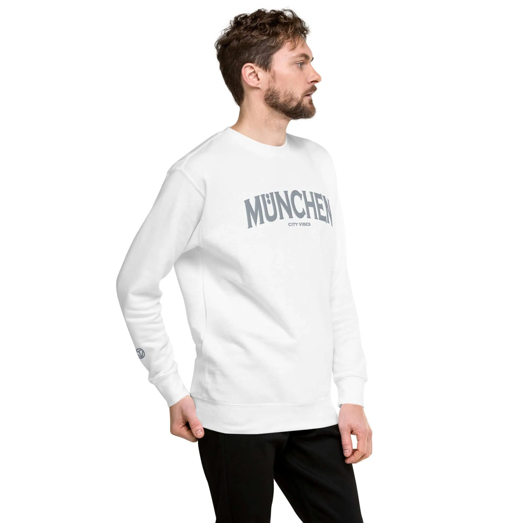 Premium Sweatshirt MÜNCHEN (Weiß/Grau)