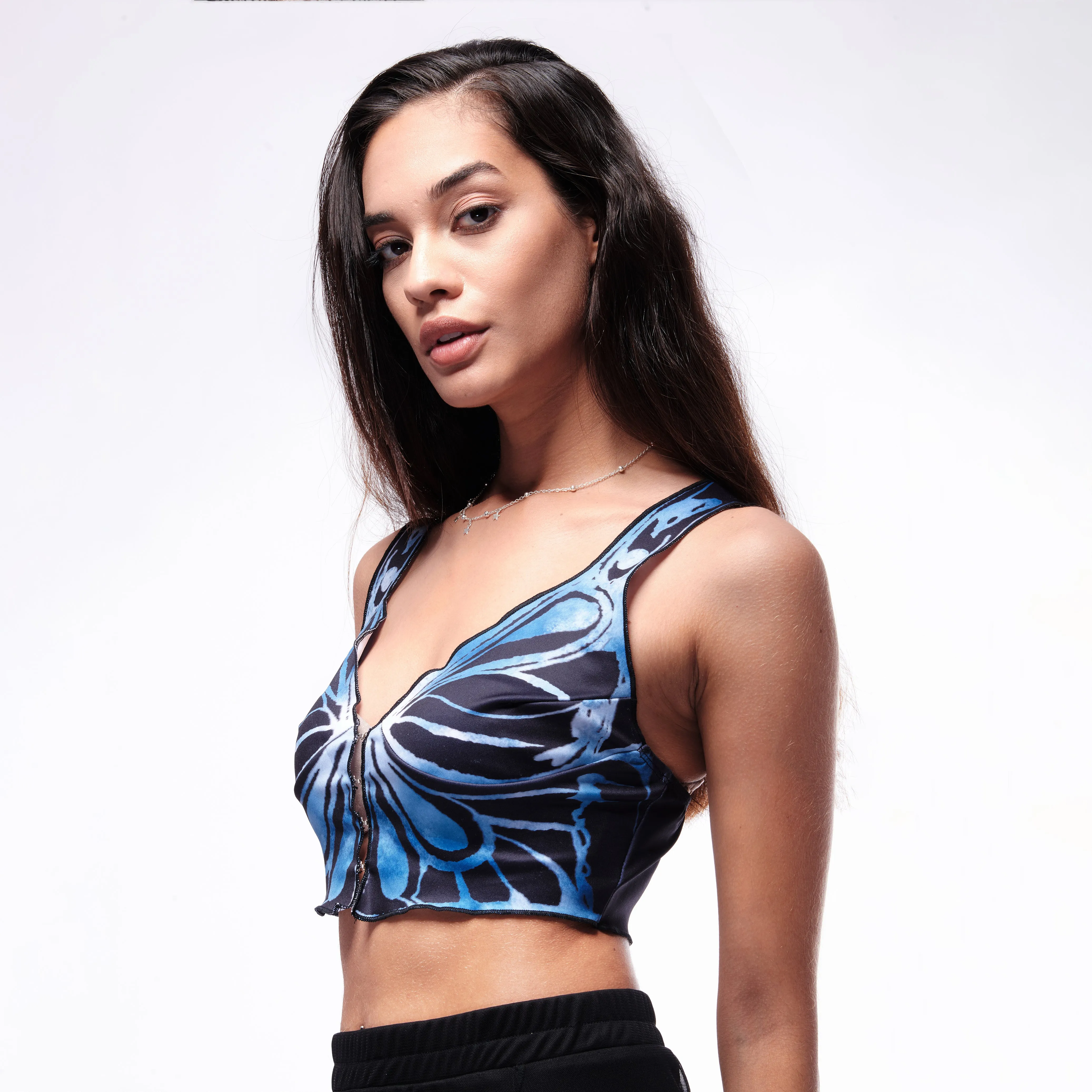 Printed Butterfly Crop Top