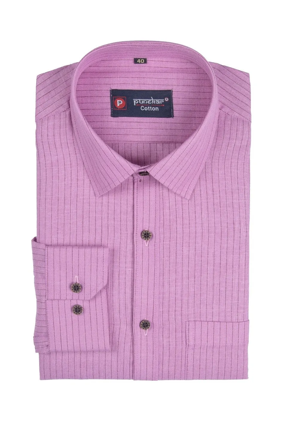 Punekar Cotton Pink Color Lining Criss Cross Woven Cotton Shirt for Men's.