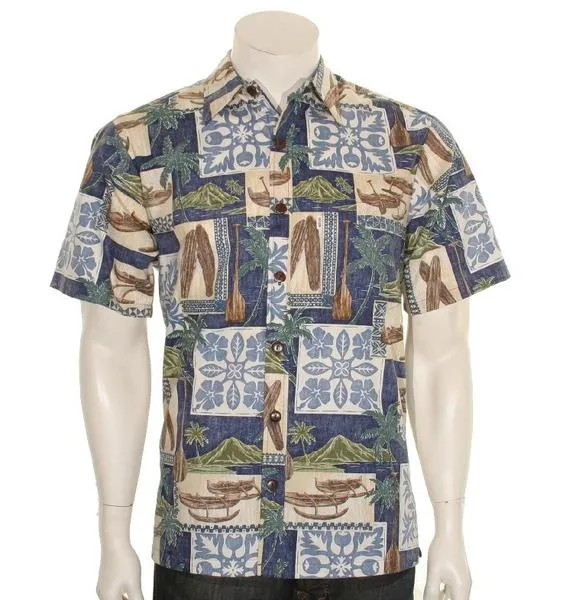 Quilt Canoe Reverse Print Aloha Shirt