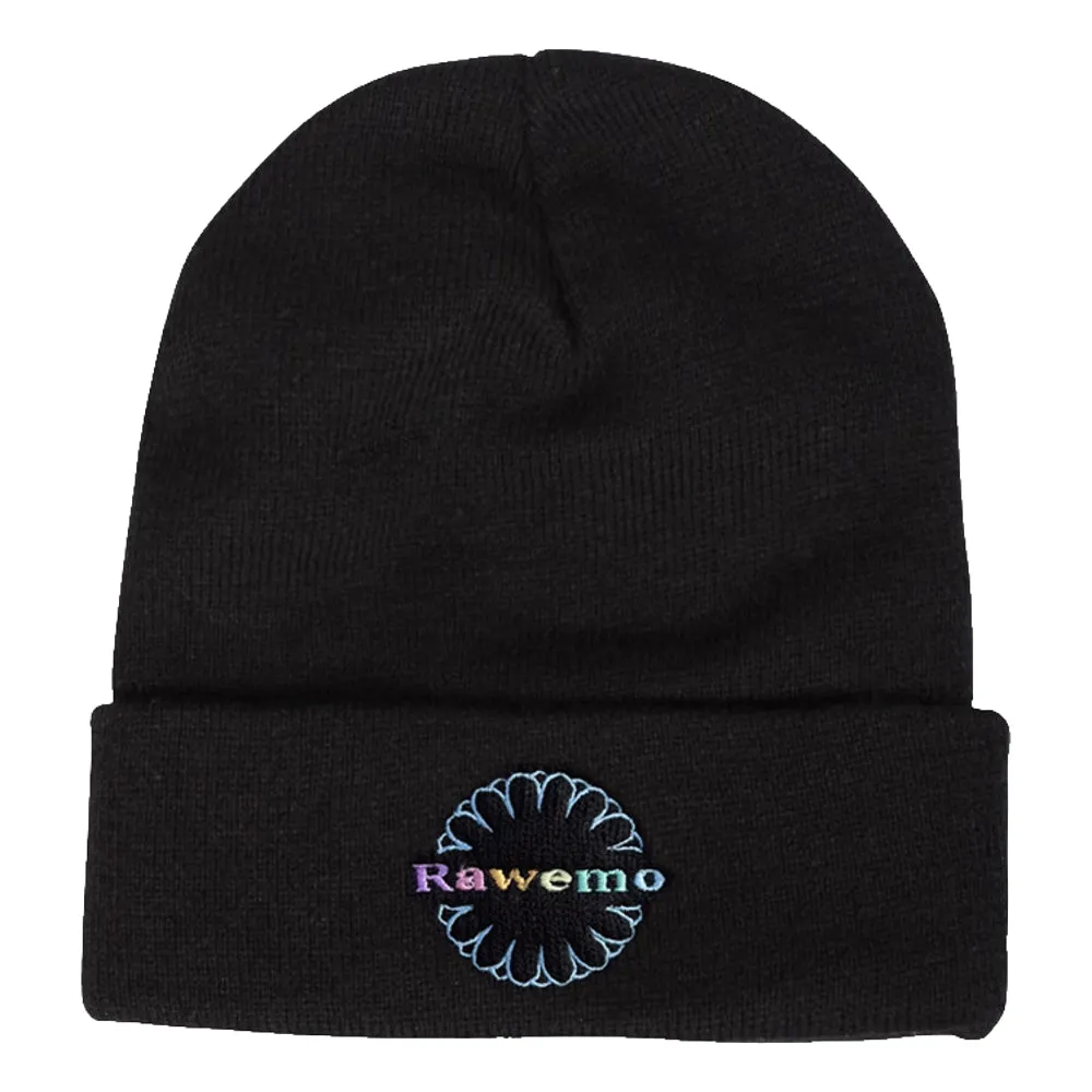 RAW EMOTIONS RAWEMO FLORAL LOGO KNIT BEANIE-BLACK