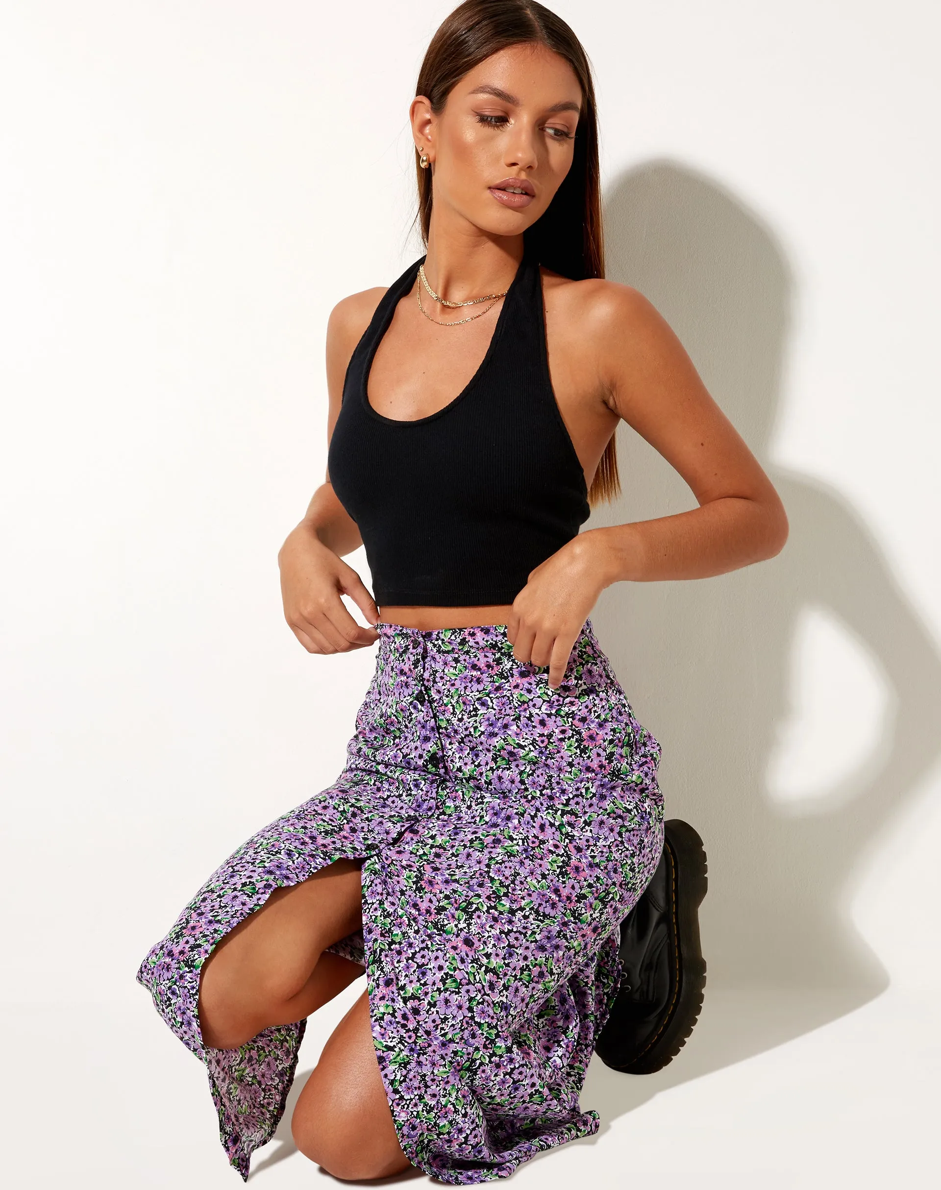 Rima Midi Skirt in Lilac Blossom