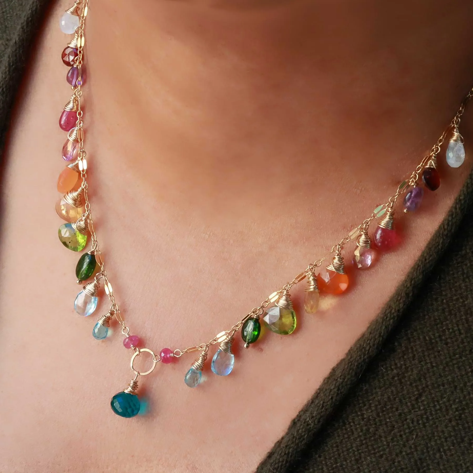 ROYGBIV - Multi-Gemstone Rainbow Gold Necklace