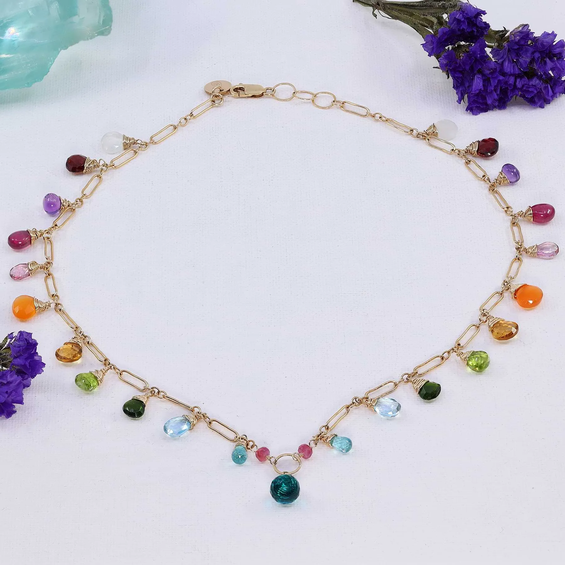 ROYGBIV - Multi-Gemstone Rainbow Gold Necklace