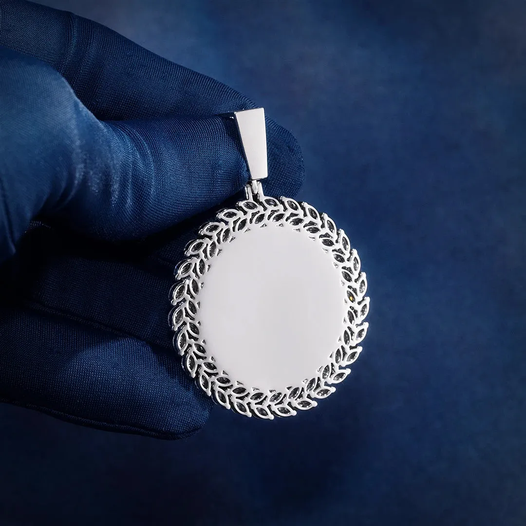 S925 Marquise Cut Round Photo Pendant