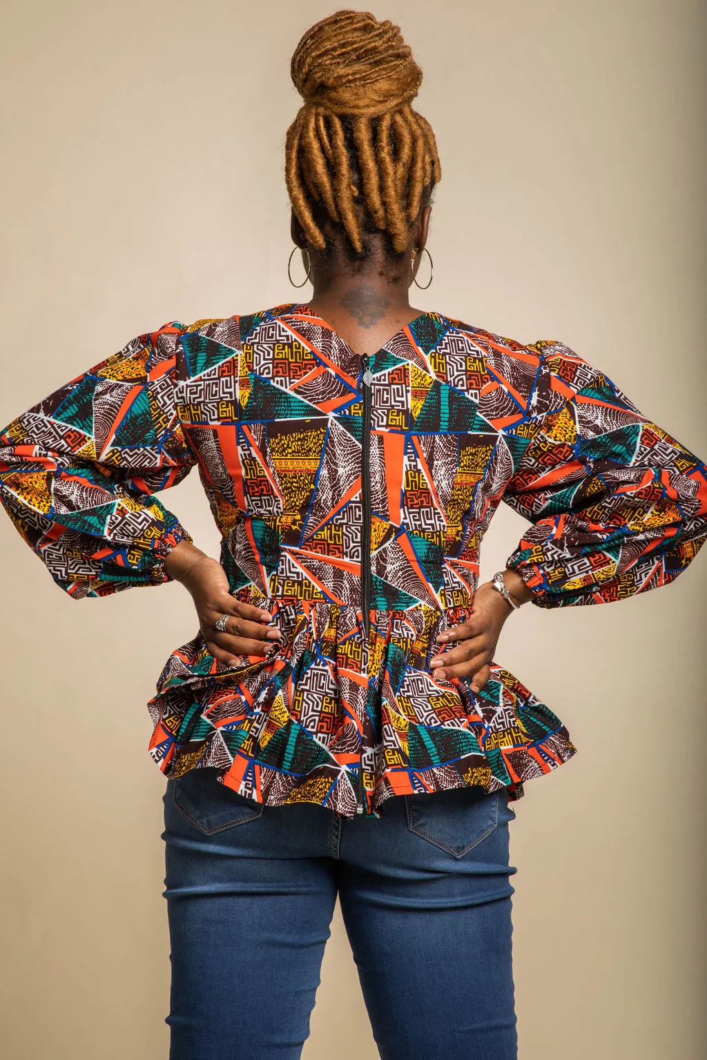 Sabrina Ankara Peplum Blouse