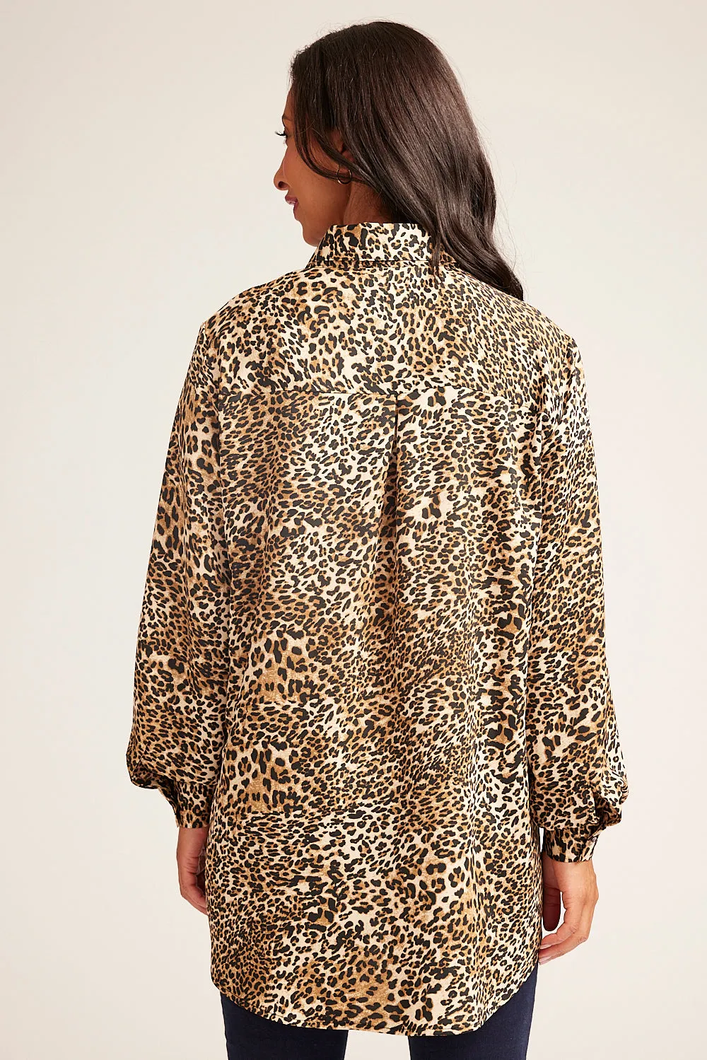 Saloos Leopard Print Shirt with Balloon Sleeves