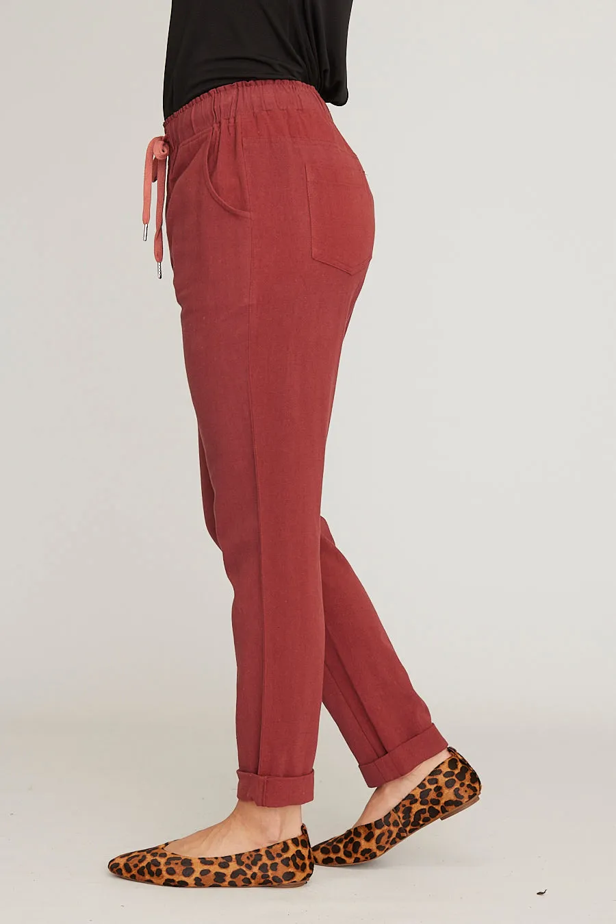 Saloos Straight Leg Drawstring Waist Trousers