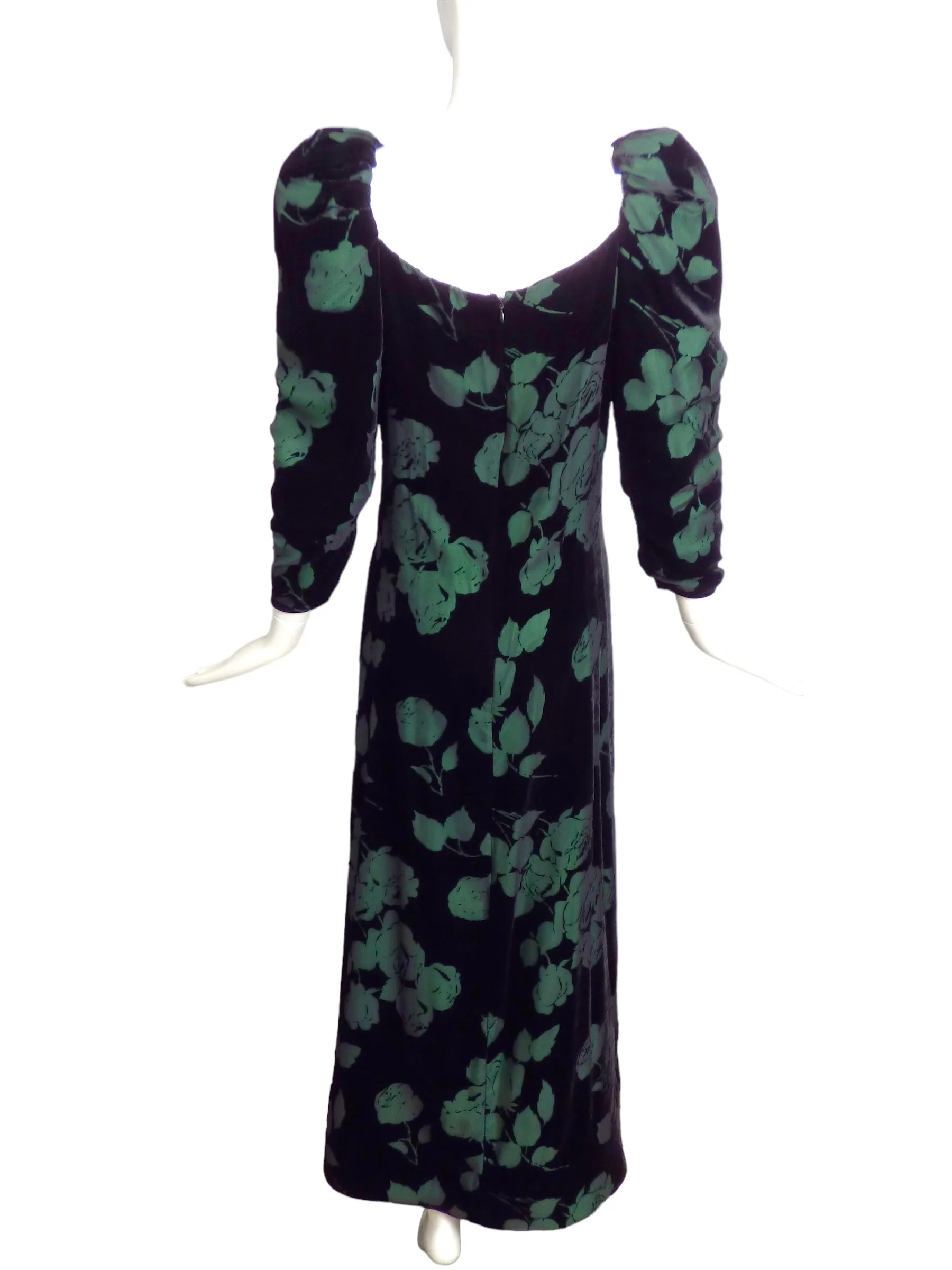 SCAASI- 1980s Voided Velvet Evening Dress, Size 6