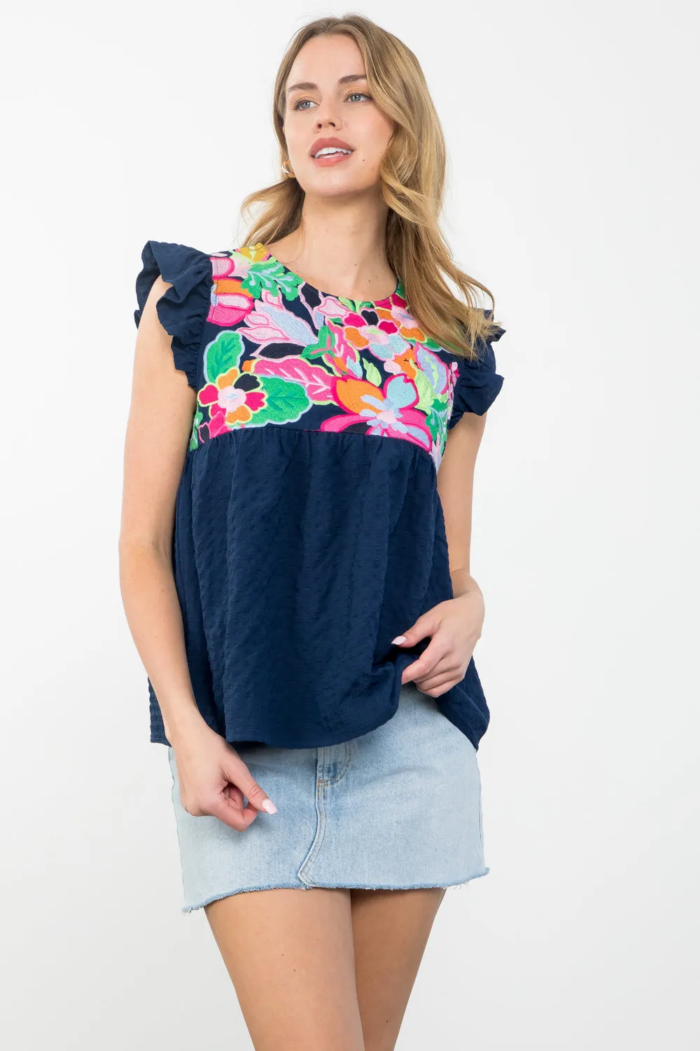 Scarlett Embroidered Textured THML Top