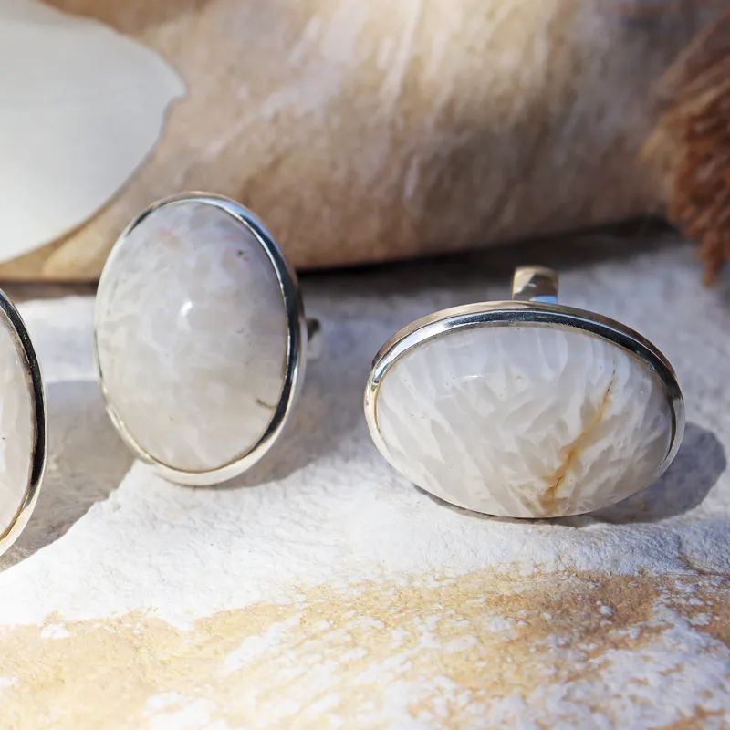 Scolecite Gemstone Silver Ring