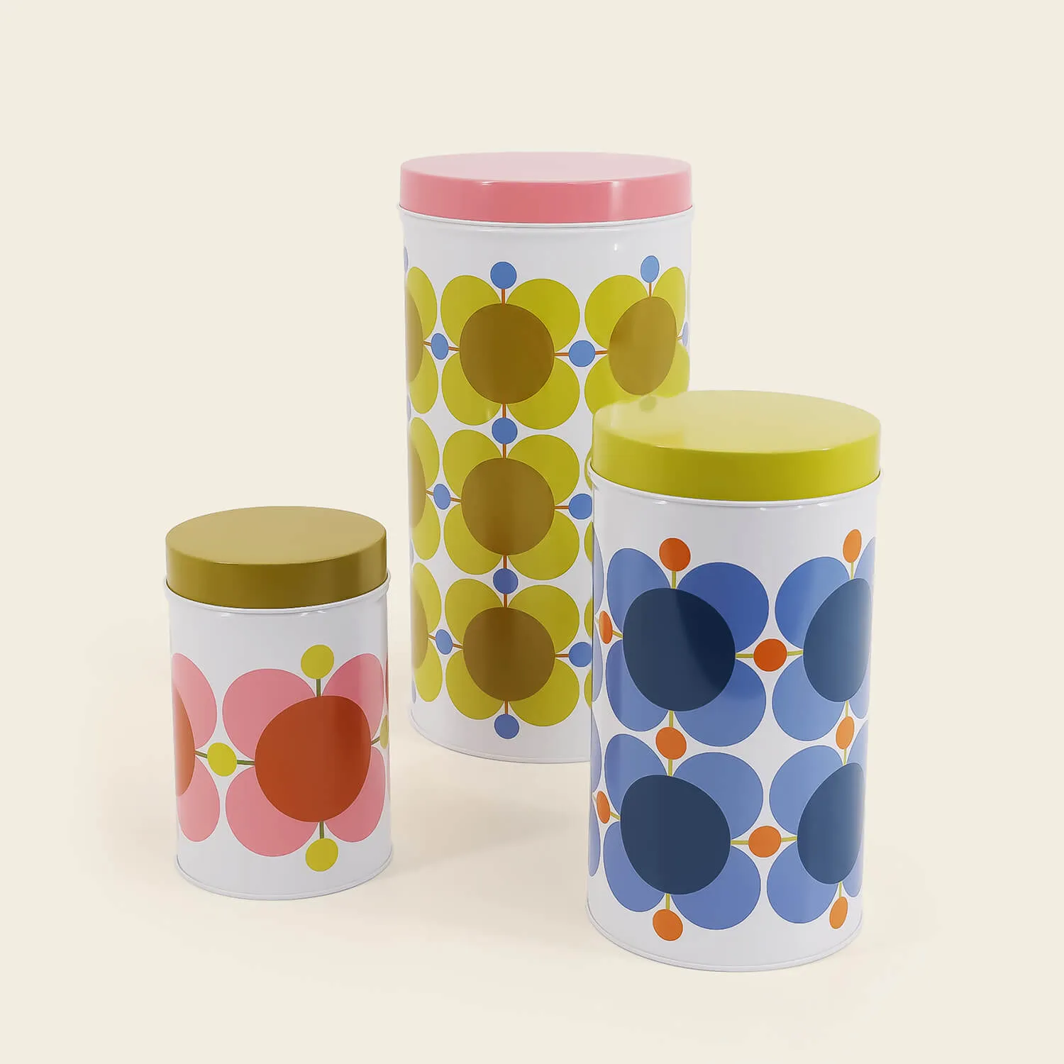 Set of 3 Nesting Canister Tins - Atomic Flower