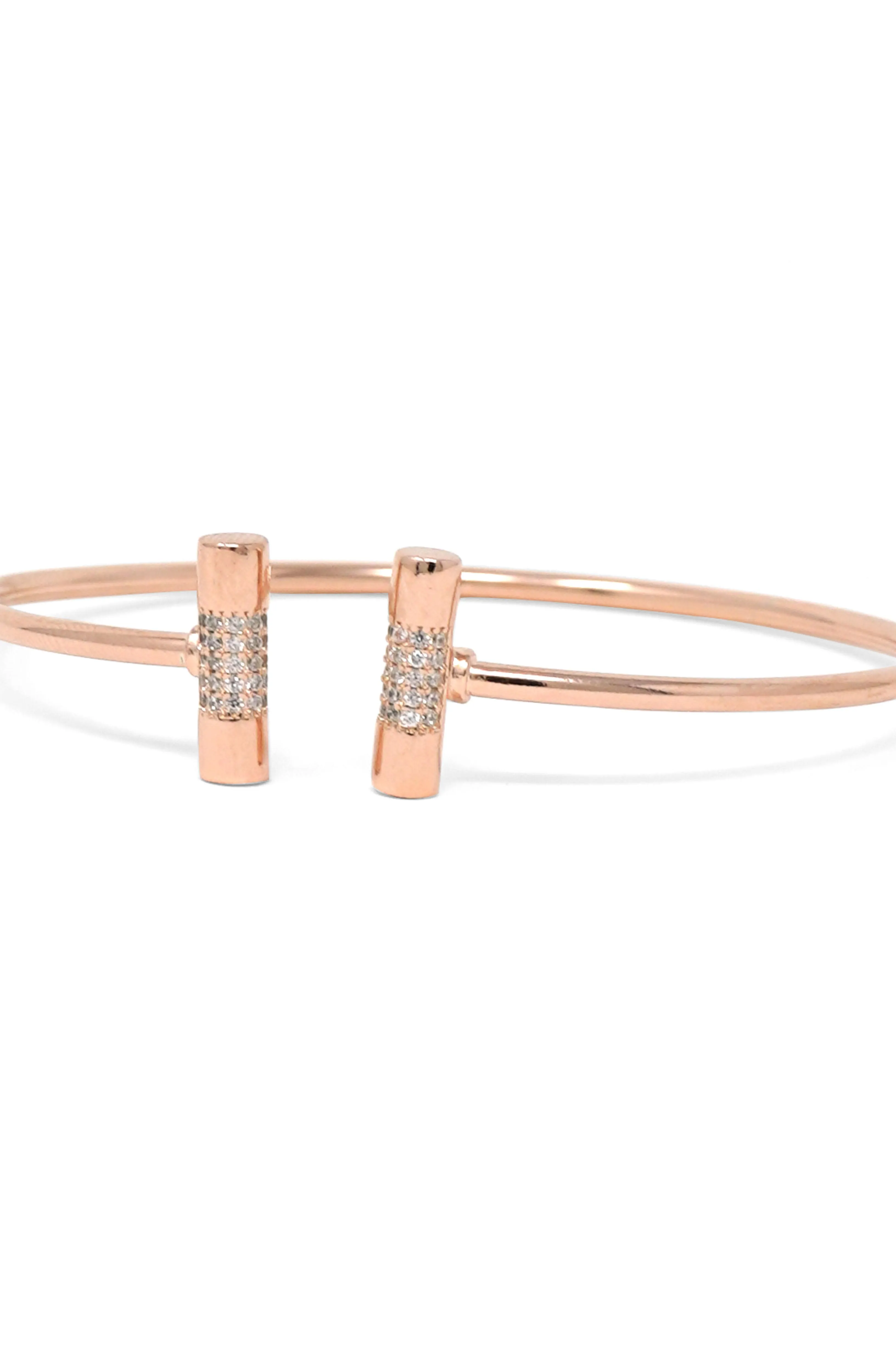 Shimmering Bar Rose Gold Plated Sterling Silver Adjustable Bracelet