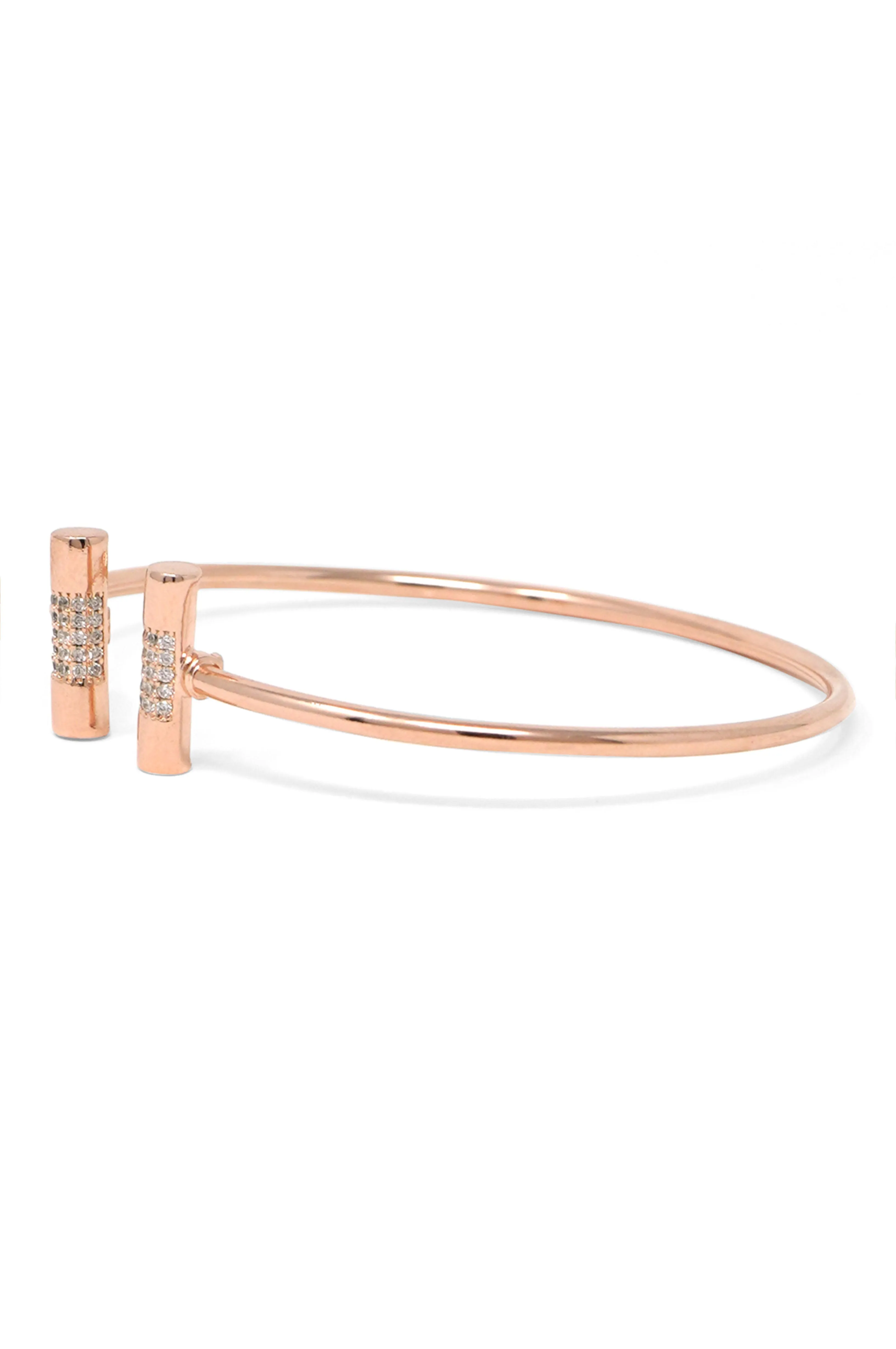 Shimmering Bar Rose Gold Plated Sterling Silver Adjustable Bracelet