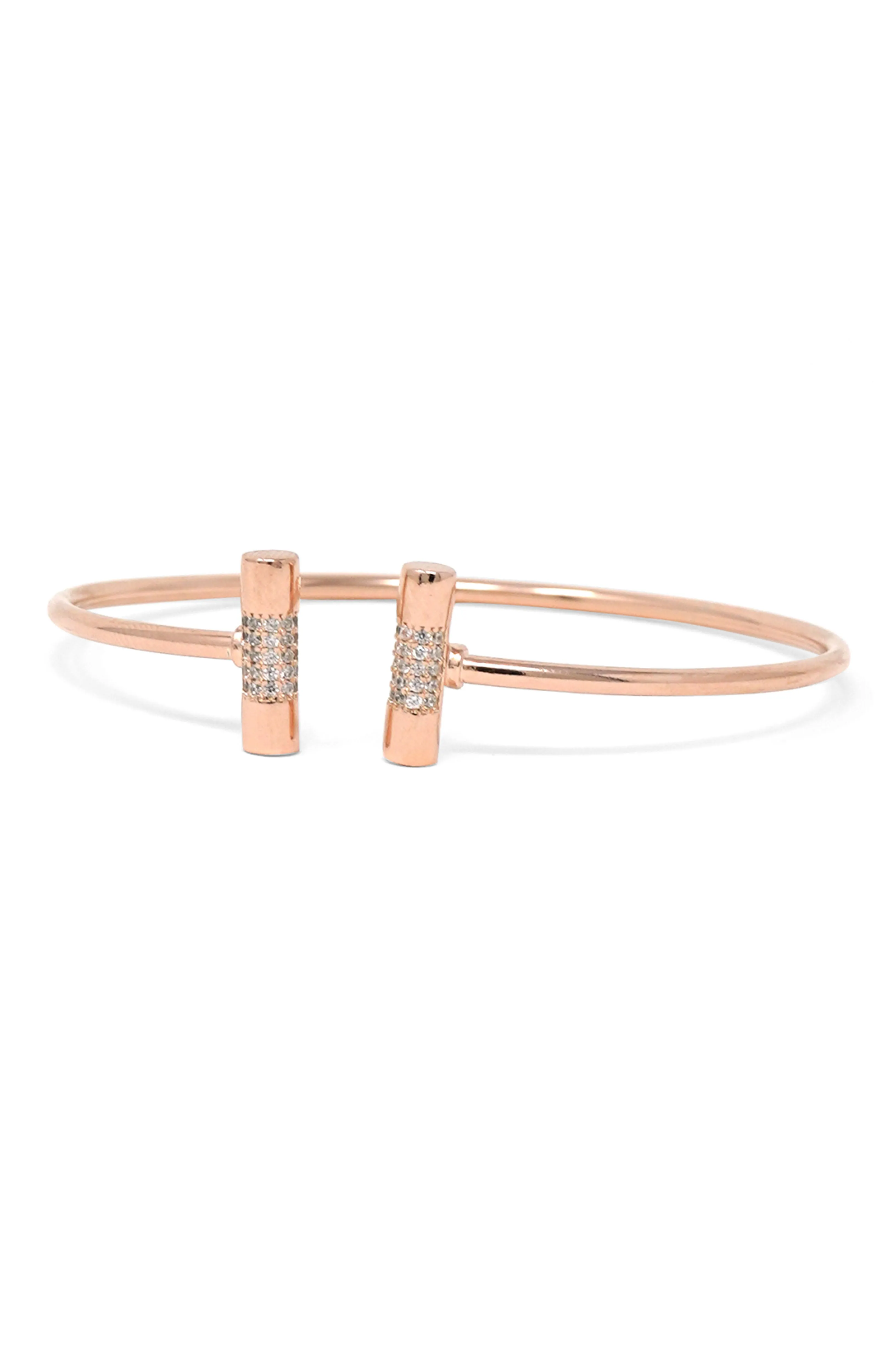 Shimmering Bar Rose Gold Plated Sterling Silver Adjustable Bracelet