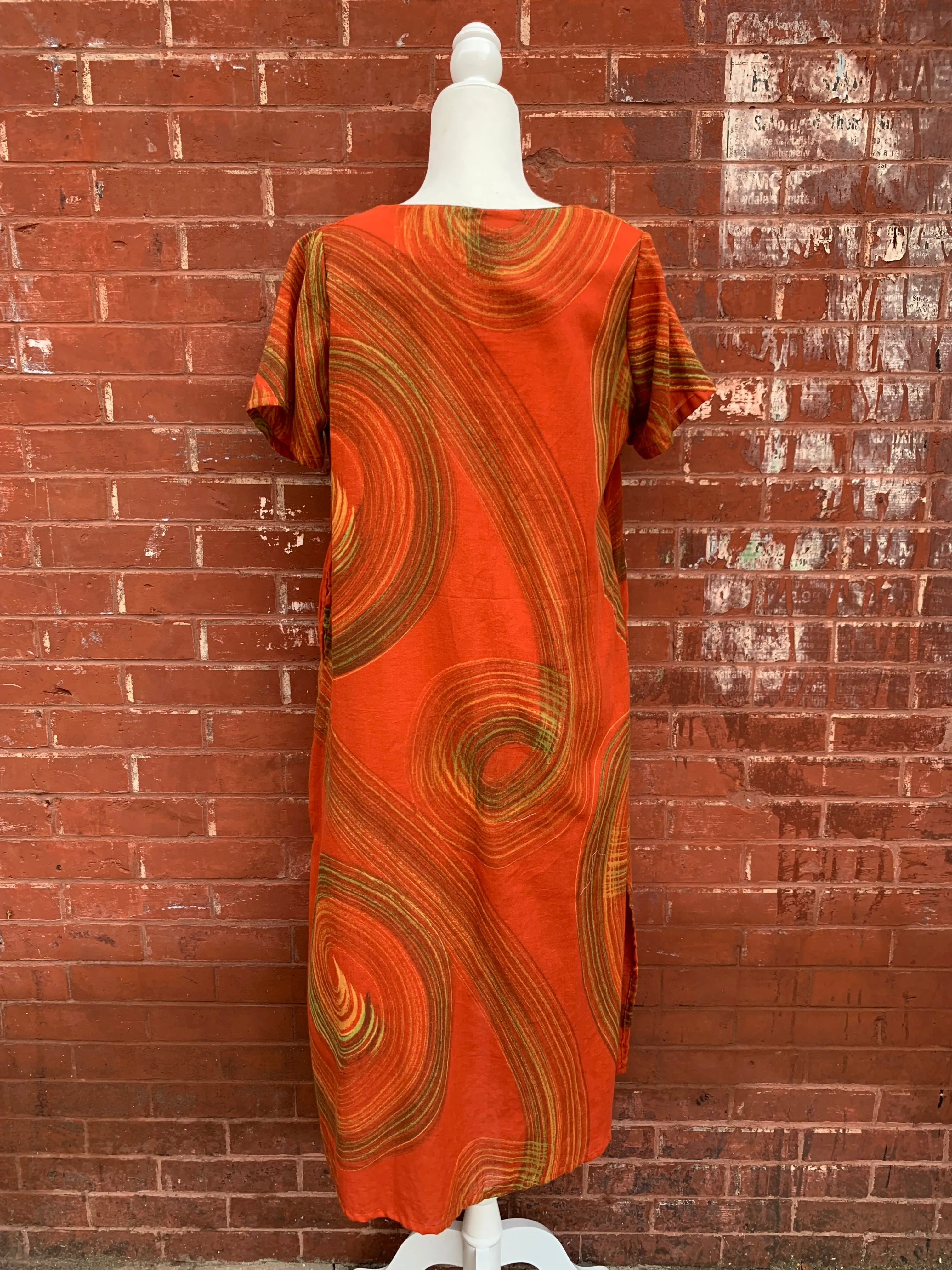 Shirt Sleeve Paint Brush Stroke Cotton Dress