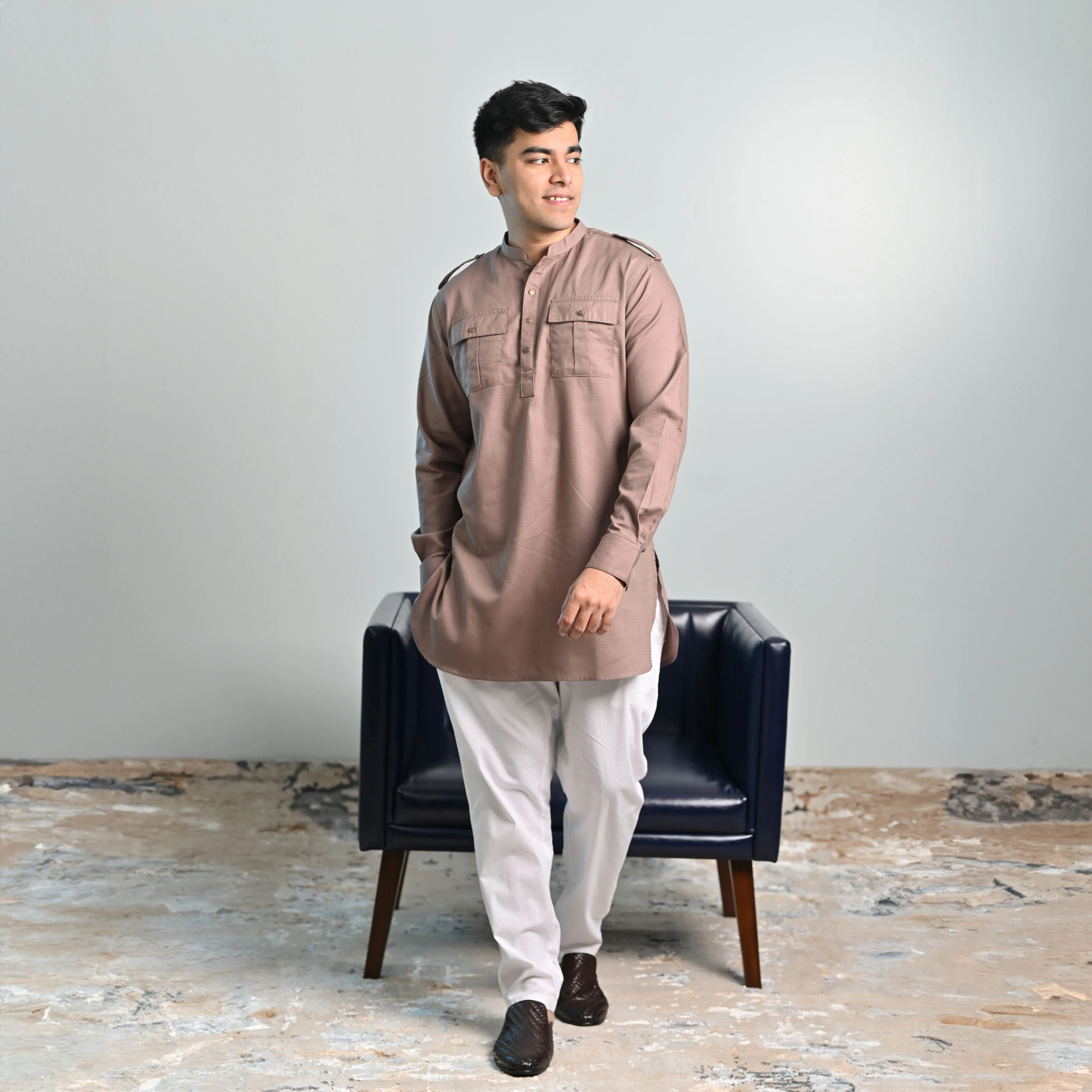 Short Kabli Kurta | Chocolate