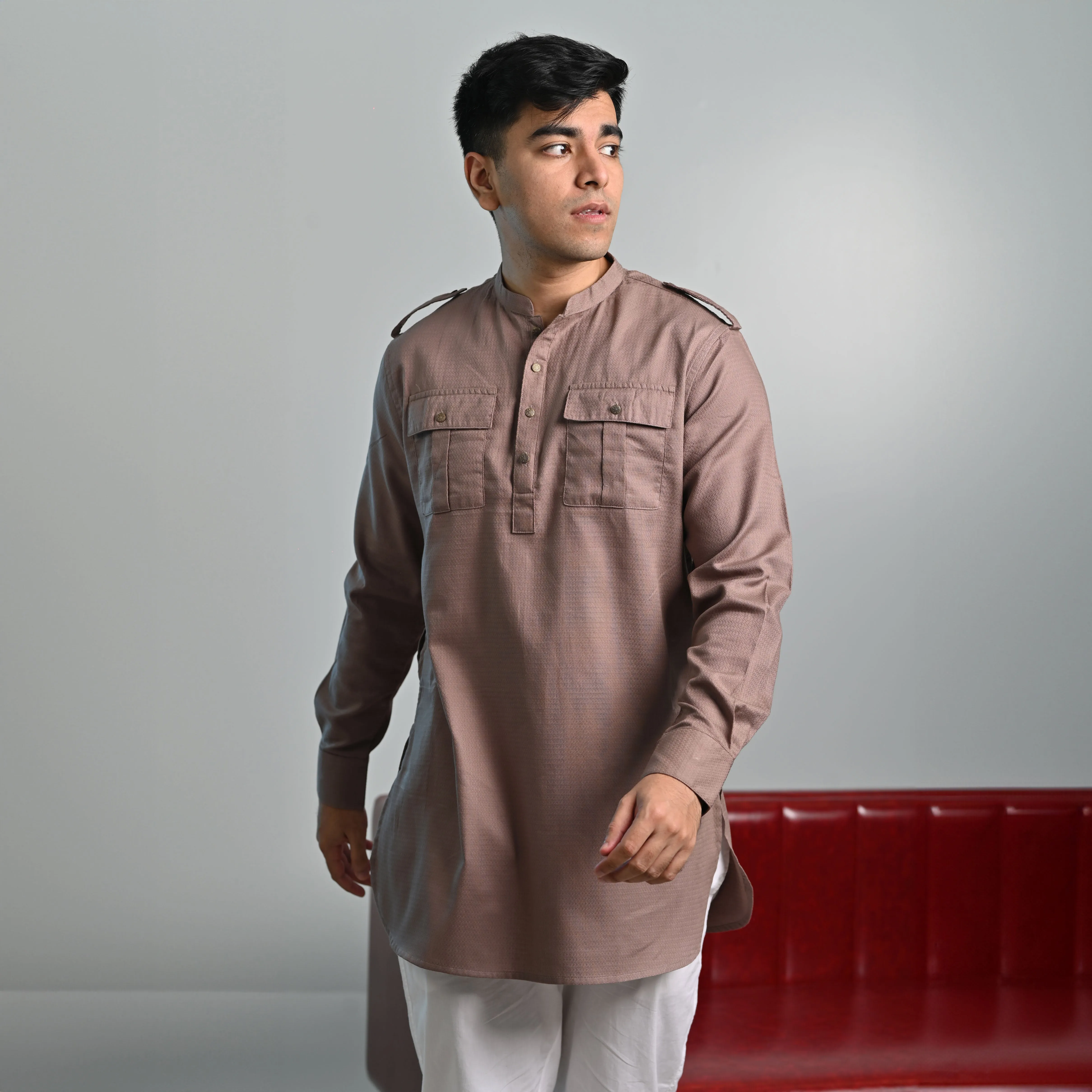 Short Kabli Kurta | Chocolate