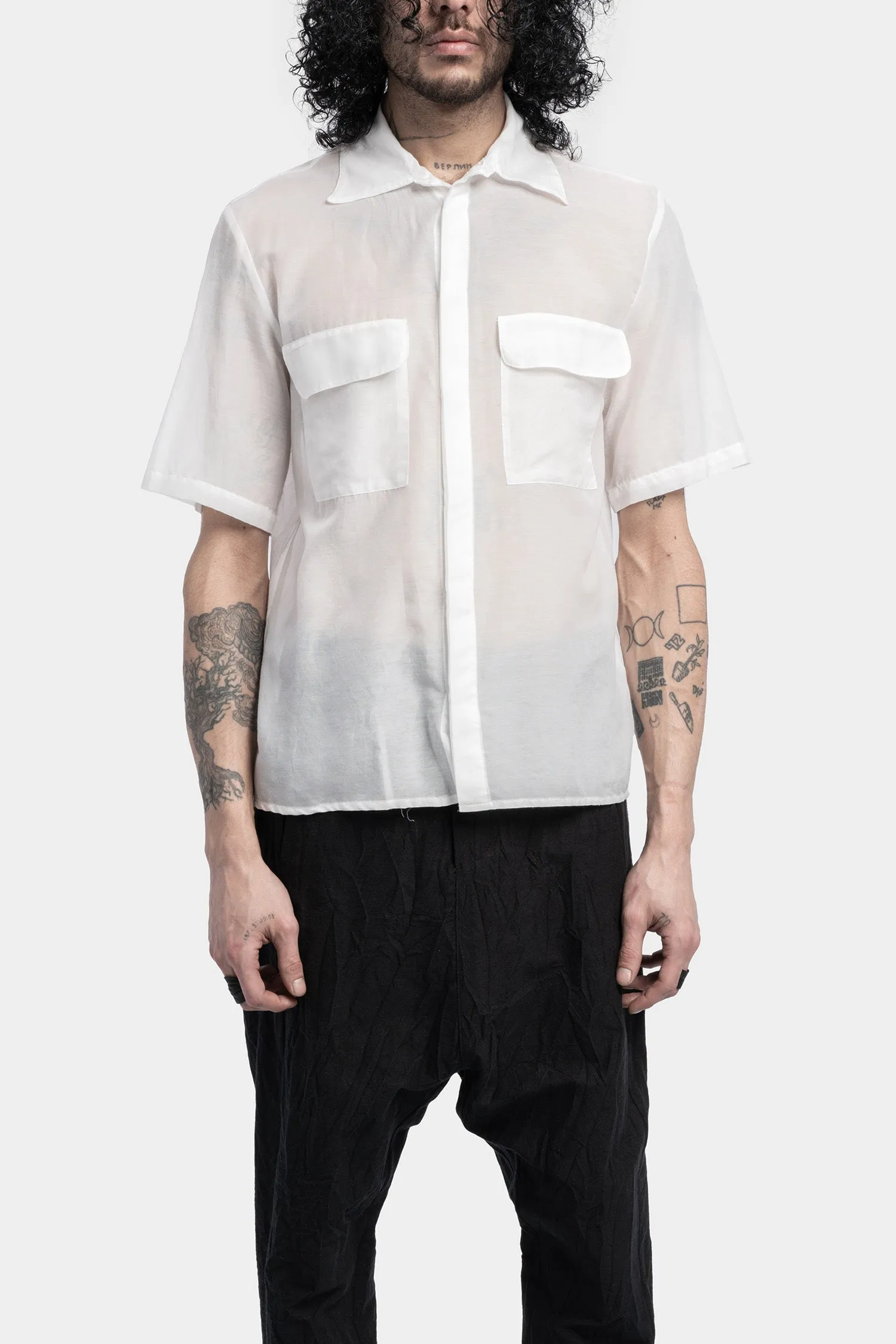 Silk blend short sleeve shirt