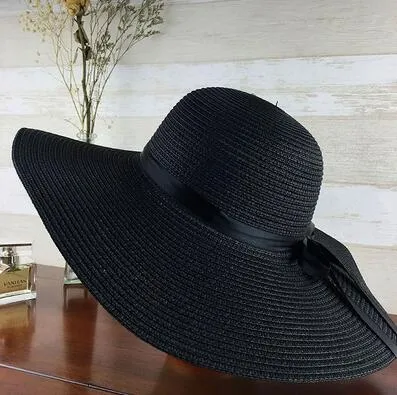 simple Foldable Wide Brim Floppy Girls Straw Hat Sun Hat Beach Women Summer Hat UV Protect Travel Cap Lady Cap Female