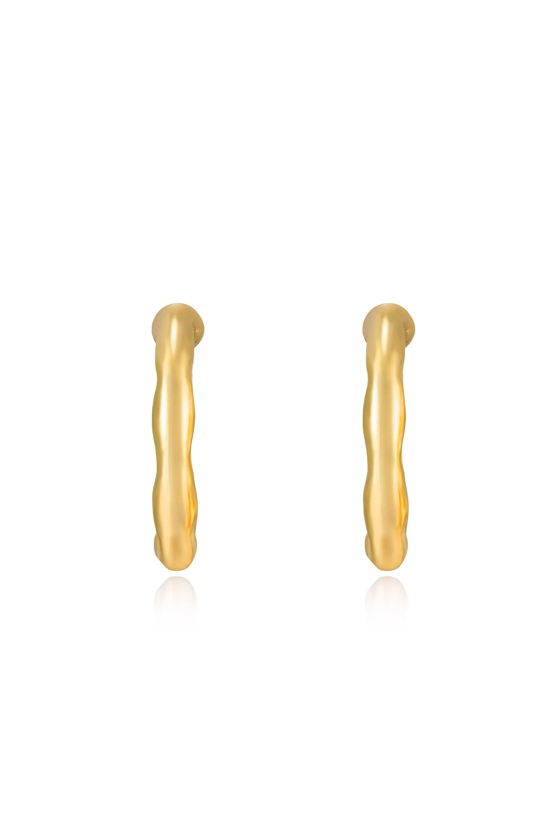 Soft Golden Textured 18k Gold Plated Hoop Earrings