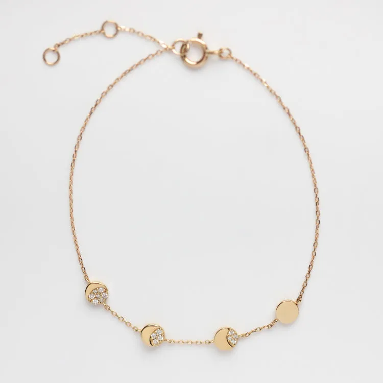 Solid Gold Diamond Moon Phases Bracelet