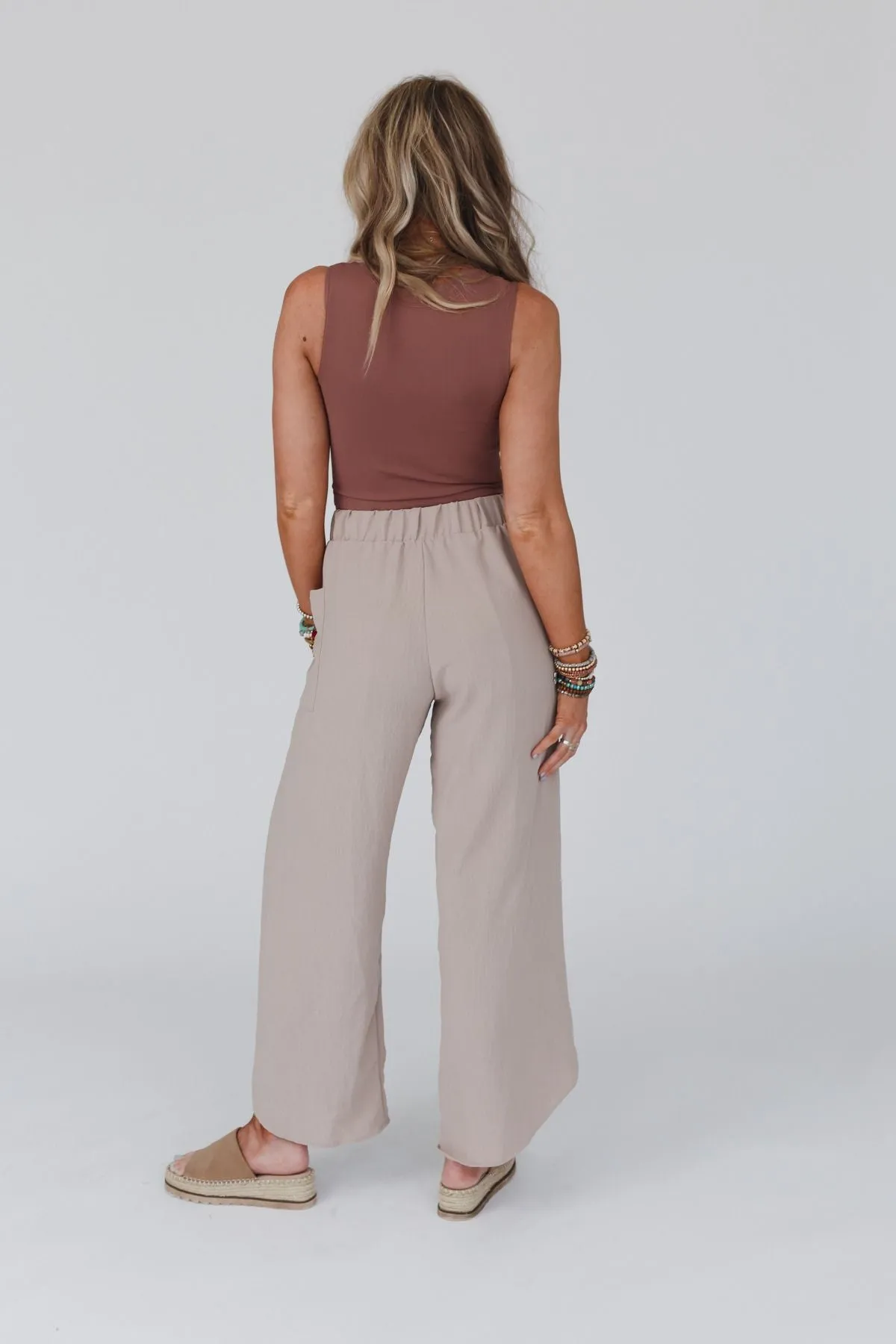 Stasia Solid Drawstring Tulip Pants - Spring Khaki