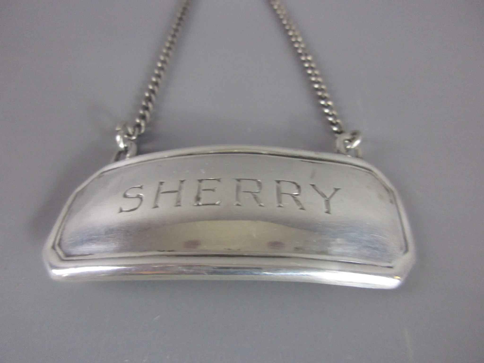 Sterling Silver Sherry Decanter Label Vintage Mid Century Sheffield 1949